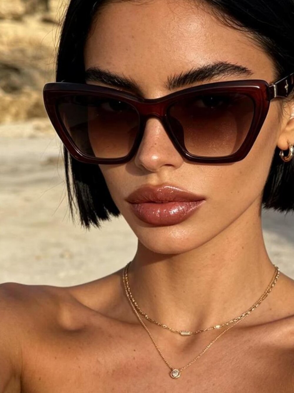 Retro Brown-tone Cat-eye Sunglasses